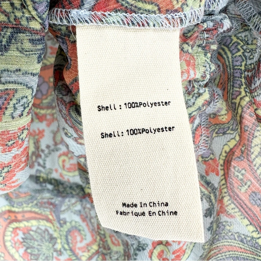 L'agence Pixie Bohemian Long Sleeve Paisley Print Crepe De Chine Blouse - Picture 9 of 13